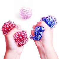 LED flashing Novelty rubber mesh bead stress grape ball